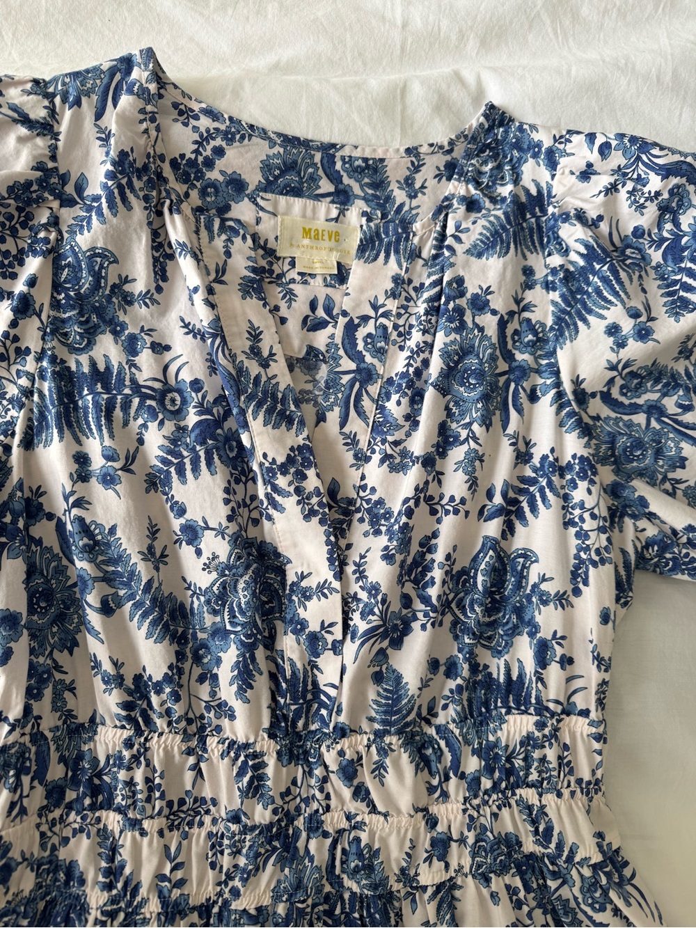 Anthropologie Maeve Somerset Dress in Blue and White Floral Size S - Picture 5 of 11